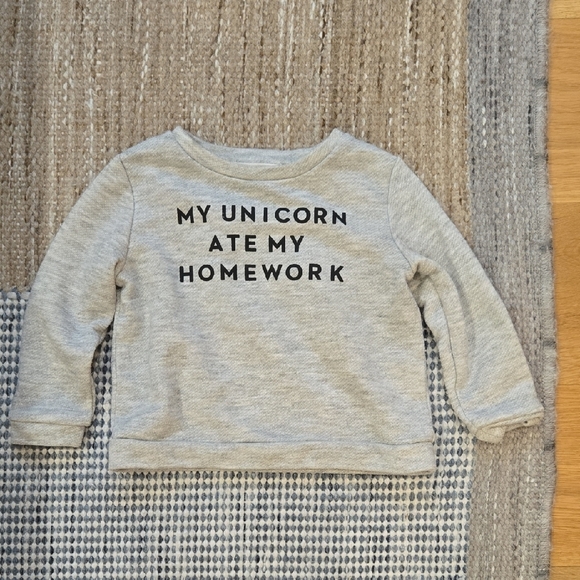 Milly Minis Other - Milly Minis Light Gray Sweatshirt, Fashion Statement, Unicorns, GUC, Luxury Kids